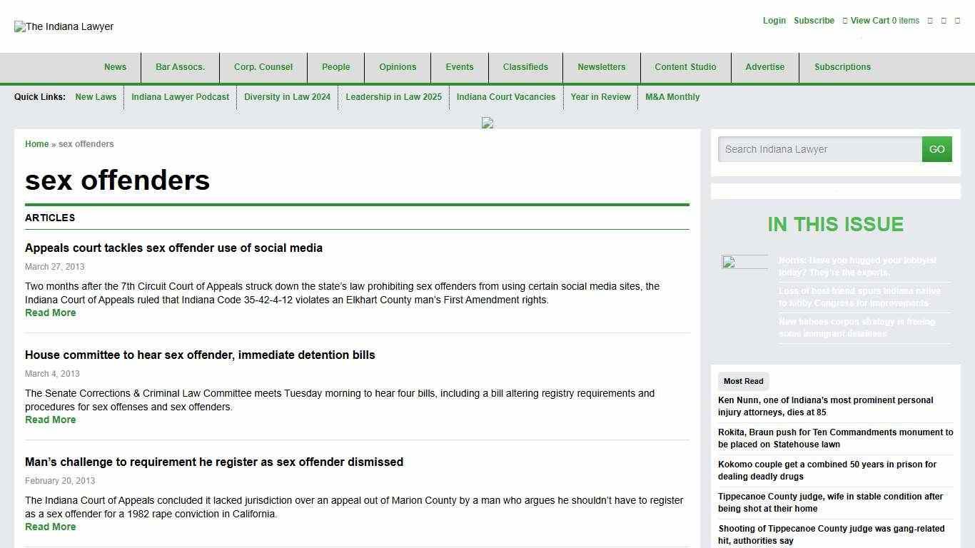 sex offenders - The Indiana Lawyer